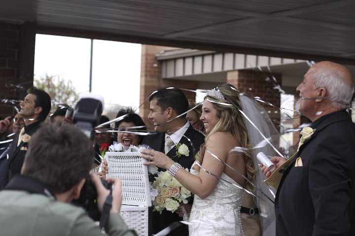 The bride & groom released doves after the ceremony